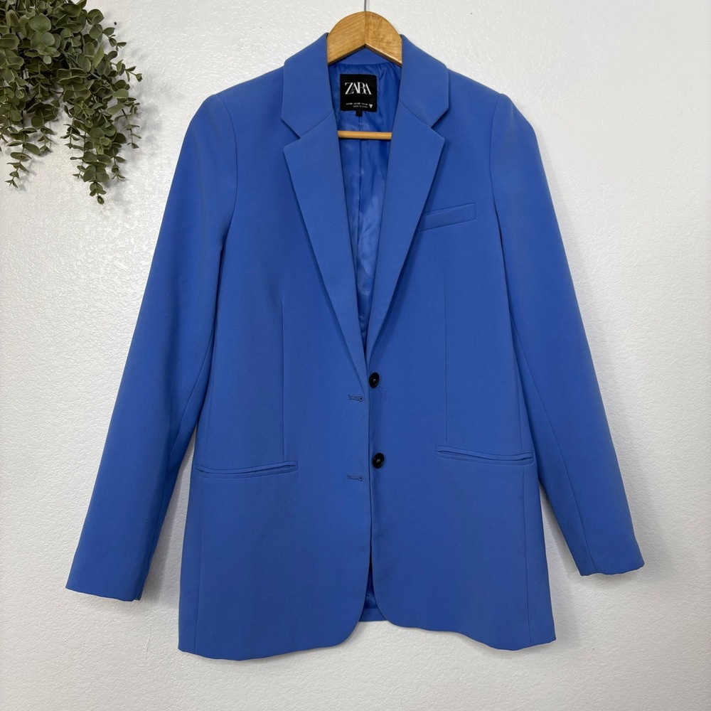 Zara Womens Blue Tailored Two Button Blazer‎ Jacket XS - Picture 3 of 6